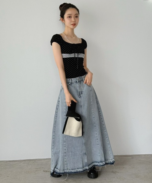 Jewelobe（ジュエローブ）の「サイド切替デニムロングスカート（デニムスカート・レディース・サックスブルー・M/S）」の17枚目の写真