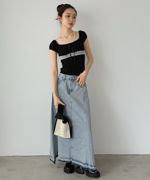 Jewelobe（ジュエローブ）の「サイド切替デニムロングスカート（デニムスカート・レディース・サックスブルー・M/S）」の19枚目の写真