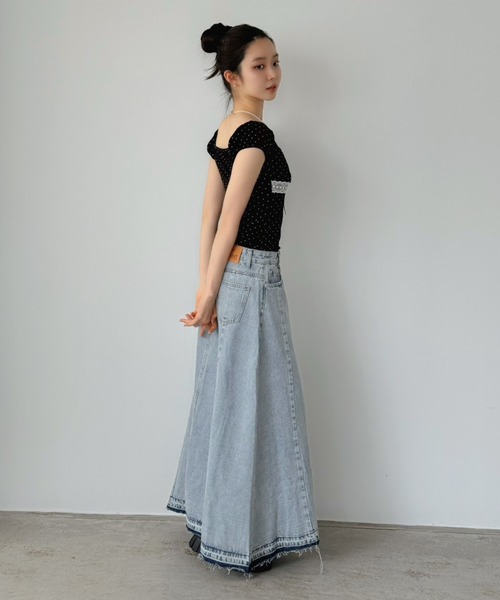 Jewelobe（ジュエローブ）の「サイド切替デニムロングスカート（デニムスカート・レディース・サックスブルー・M/S）」の20枚目の写真