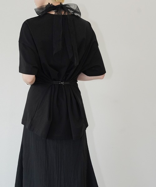 chuclla(チュクラ)の「ウエストシェイプ デザインTシャツ chw26s205(Tシャツ/カットソー・レディース・ブラック/ホワイト・FREE)」の4枚目の写真