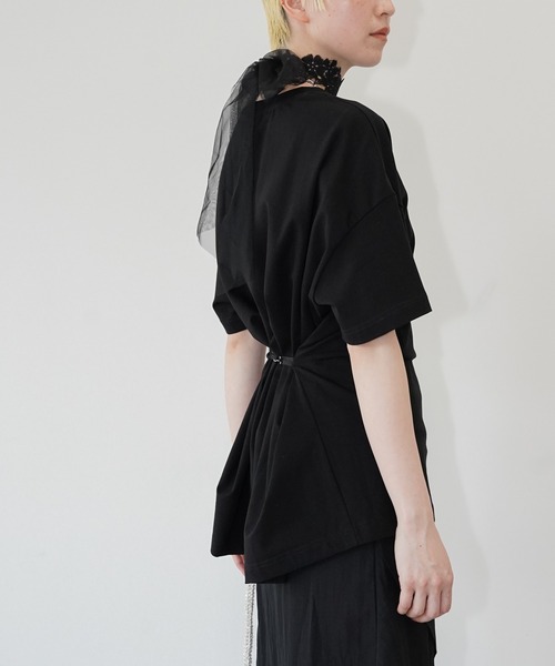 chuclla(チュクラ)の「ウエストシェイプ デザインTシャツ chw26s205(Tシャツ/カットソー・レディース・ブラック/ホワイト・FREE)」の5枚目の写真