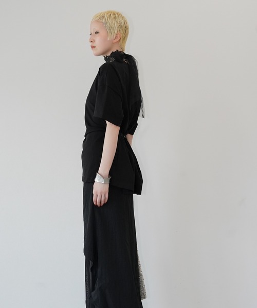 chuclla(チュクラ)の「ウエストシェイプ デザインTシャツ chw26s205(Tシャツ/カットソー・レディース・ブラック/ホワイト・FREE)」の6枚目の写真