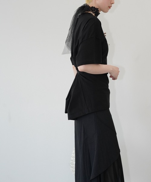 chuclla(チュクラ)の「ウエストシェイプ デザインTシャツ chw26s205(Tシャツ/カットソー・レディース・ブラック/ホワイト・FREE)」の7枚目の写真