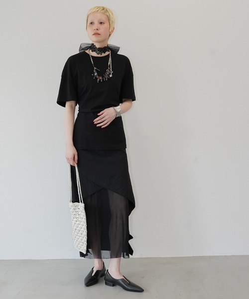 chuclla(チュクラ)の「ウエストシェイプ デザインTシャツ chw26s205(Tシャツ/カットソー・レディース・ブラック/ホワイト・FREE)」の9枚目の写真