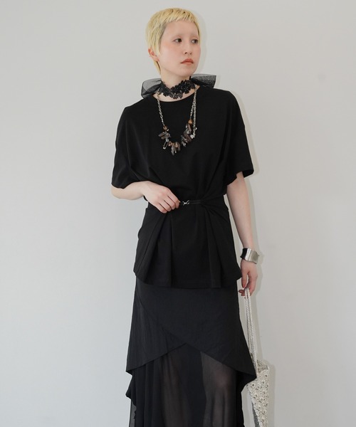 chuclla(チュクラ)の「ウエストシェイプ デザインTシャツ chw26s205(Tシャツ/カットソー・レディース・ブラック/ホワイト・FREE)」の11枚目の写真