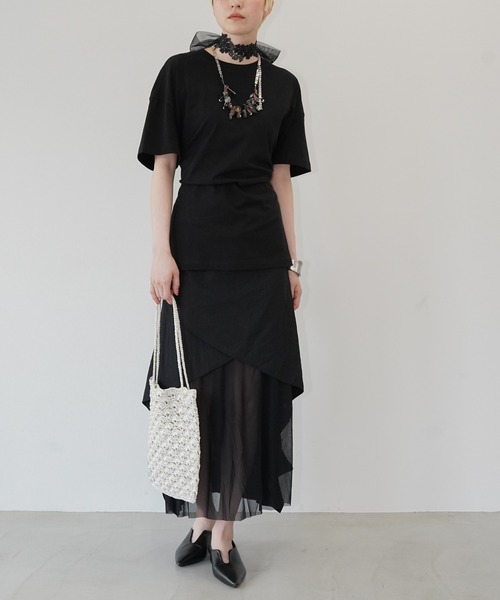chuclla(チュクラ)の「ウエストシェイプ デザインTシャツ chw26s205(Tシャツ/カットソー・レディース・ブラック/ホワイト・FREE)」の12枚目の写真