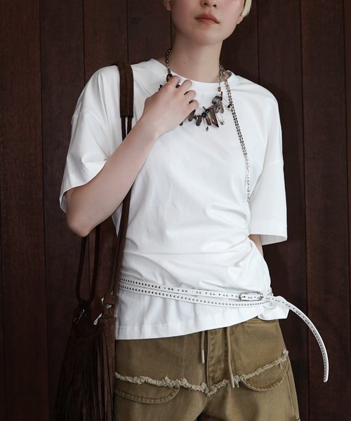 chuclla(チュクラ)の「ウエストシェイプ デザインTシャツ chw26s205(Tシャツ/カットソー・レディース・ブラック/ホワイト・FREE)」の19枚目の写真