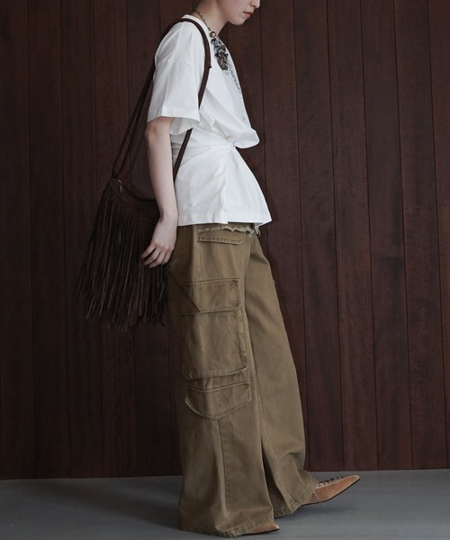 chuclla(チュクラ)の「ウエストシェイプ デザインTシャツ chw26s205(Tシャツ/カットソー・レディース・ブラック/ホワイト・FREE)」の22枚目の写真