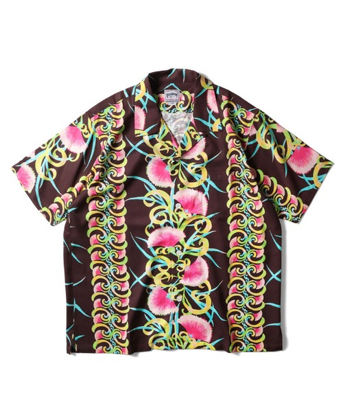HOUSTON(ヒューストン)の「HOUSTON アロハシャツ(PINK BOMBAX)(シャツ/ブラウス・メンズ・ブラック/ブルー/ブラウン・MEDIUM/LARGE/X-LARGE/XX-LARGE/SMALL)」の2枚目の写真