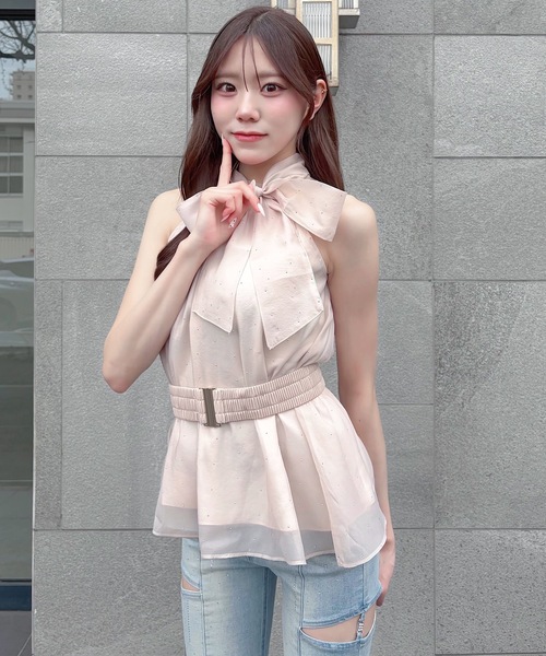 NOMAE(ノーマエ)の「ウエストマークアメスリブラウス(シャツ/ブラウス・レディース・ホワイト/ブラック/アイボリー/ピンク・FREE)」の16枚目の写真