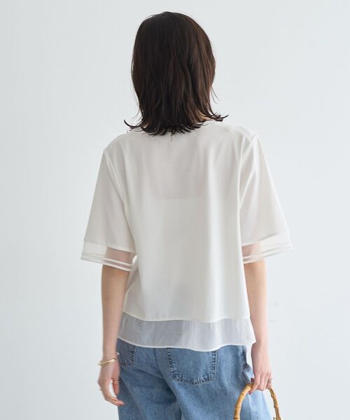 YECCA VECCA(イェッカヴェッカ)の「シアーMIXプルオーバー(Tシャツ/カットソー・レディース・ブラック/オフホワイト・FREE)」の5枚目の写真