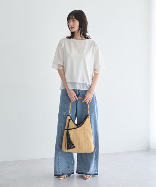 YECCA VECCA(イェッカヴェッカ)の「シアーMIXプルオーバー(Tシャツ/カットソー・レディース・ブラック/オフホワイト・FREE)」の10枚目の写真