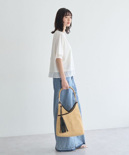 YECCA VECCA(イェッカヴェッカ)の「シアーMIXプルオーバー(Tシャツ/カットソー・レディース・ブラック/オフホワイト・FREE)」の13枚目の写真