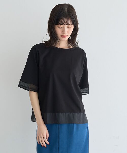 YECCA VECCA(イェッカヴェッカ)の「シアーMIXプルオーバー(Tシャツ/カットソー・レディース・ブラック/オフホワイト・FREE)」の15枚目の写真