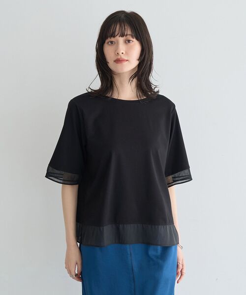 YECCA VECCA(イェッカヴェッカ)の「シアーMIXプルオーバー(Tシャツ/カットソー・レディース・ブラック/オフホワイト・FREE)」の17枚目の写真
