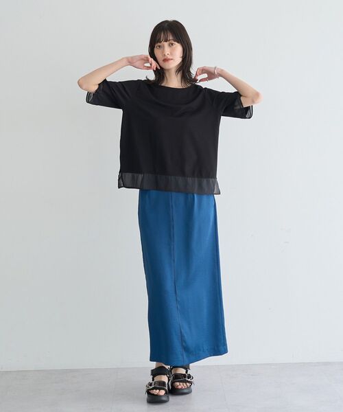 YECCA VECCA(イェッカヴェッカ)の「シアーMIXプルオーバー(Tシャツ/カットソー・レディース・ブラック/オフホワイト・FREE)」の22枚目の写真