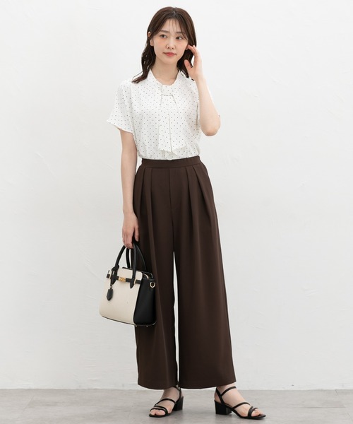 Honeys(ハニーズ)の「【ハニさら・接触冷感】フレンチボウタイブラウス(シャツ/ブラウス・レディース・イエロー系その他2/ホワイト×グレー/ホワイト/ライトグレー/サックスブルー系1/ボルドー/ブラウン/ホワイト系その他2・3L/L/LL/M/S)」の12枚目の写真