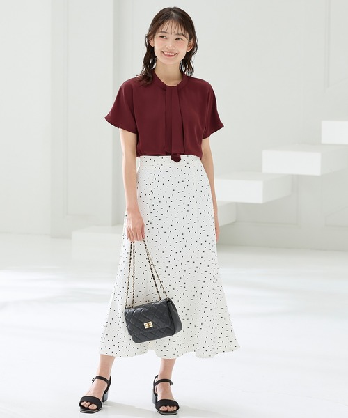 Honeys(ハニーズ)の「【ハニさら・接触冷感】フレンチボウタイブラウス(シャツ/ブラウス・レディース・イエロー系その他2/ホワイト×グレー/ホワイト/ライトグレー/サックスブルー系1/ボルドー/ブラウン/ホワイト系その他2・3L/L/LL/M/S)」の16枚目の写真