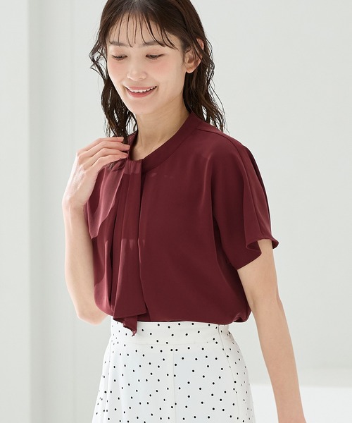 Honeys(ハニーズ)の「【ハニさら・接触冷感】フレンチボウタイブラウス(シャツ/ブラウス・レディース・イエロー系その他2/ホワイト×グレー/ホワイト/ライトグレー/サックスブルー系1/ボルドー/ブラウン/ホワイト系その他2・3L/L/LL/M/S)」の18枚目の写真