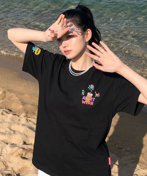 ARTISTWEAR（アーティストウェア）の「[ATW] ハスルブルー 半袖Tシャツ - 2COLOR（Tシャツ/カットソー・レディース・ホワイト/ブラック・SMALL/MEDIUM/LARGE/X-LARGE/XX-LARGE/XXXX-LARGE）」の12枚目の写真
