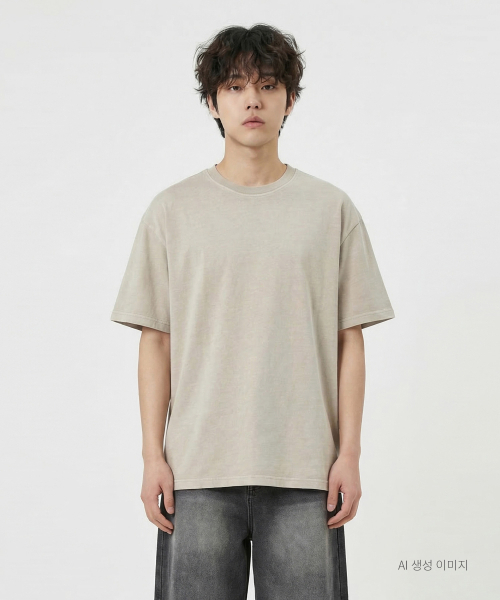 UMM（ウム）の「オーバーサイズ 無地 ピグメント 半袖Tシャツ 5COLOR（Tシャツ/カットソー・メンズ・スカイブルー/グレー/チャコールグレー/ブラウン/ライトベージュ・1/2/3）」の11枚目の写真