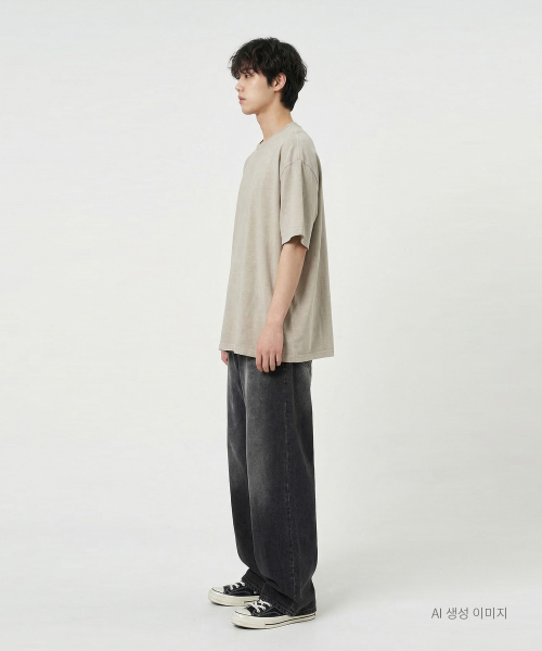 UMM（ウム）の「オーバーサイズ 無地 ピグメント 半袖Tシャツ 5COLOR（Tシャツ/カットソー・メンズ・スカイブルー/グレー/チャコールグレー/ブラウン/ライトベージュ・1/2/3）」の12枚目の写真