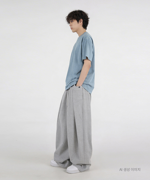 UMM（ウム）の「オーバーサイズ 無地 ピグメント 半袖Tシャツ 5COLOR（Tシャツ/カットソー・メンズ・スカイブルー/グレー/チャコールグレー/ブラウン/ライトベージュ・1/2/3）」の14枚目の写真