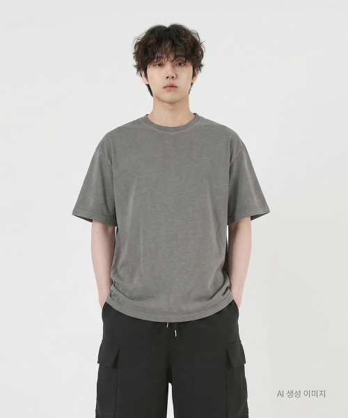 UMM（ウム）の「オーバーサイズ 無地 ピグメント 半袖Tシャツ 5COLOR（Tシャツ/カットソー・メンズ・スカイブルー/グレー/チャコールグレー/ブラウン/ライトベージュ・1/2/3）」の15枚目の写真