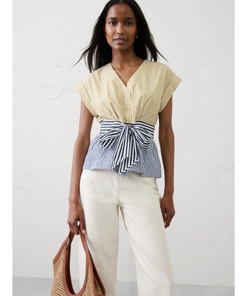 BANANA REPUBLIC FACTORY STORE(バナナリパブリック ファクトリーストア)の「BANANA REPUBLIC FACTORY STORE ポプリン タイフロント トップス(シャツ/ブラウス・レディース・ホワイト/マルチ・4/6/8/0/2)」の5枚目の写真