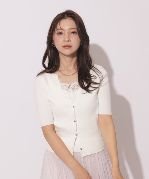 Apuweiser-riche（アプワイザーリッシェ）の「レースレイヤードリブプルオーバー（Tシャツ/カットソー・レディース・チャコールグレー/ブルー系その他3/ブラック/ホワイト・2）」の5枚目の写真