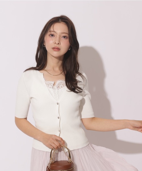 Apuweiser-riche（アプワイザーリッシェ）の「レースレイヤードリブプルオーバー（Tシャツ/カットソー・レディース・チャコールグレー/ブルー系その他3/ブラック/ホワイト・2）」の6枚目の写真