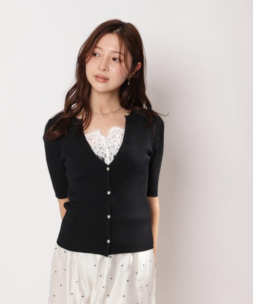 Apuweiser-riche（アプワイザーリッシェ）の「レースレイヤードリブプルオーバー（Tシャツ/カットソー・レディース・チャコールグレー/ブルー系その他3/ブラック/ホワイト・2）」の19枚目の写真