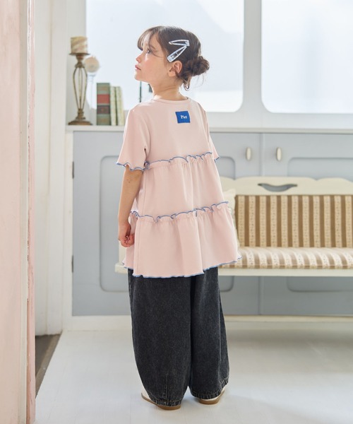 Piet（ピエット）の「配色メロウ ティアード チュニック（Tシャツ/カットソー・キッズ・オフホワイト/ピンク・120/110/100/130）」の16枚目の写真
