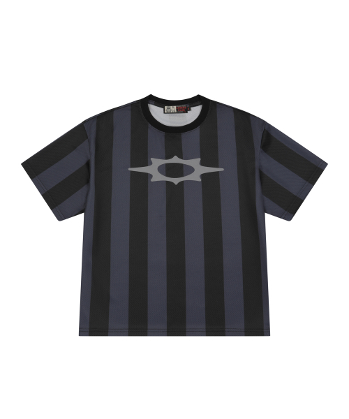 LOSERS CLUB(ルーザーズクラブ)の「ロゴストライプクロップメッシュTシャツチャコール(Tシャツ/カットソー・レディース・その他・MEDIUM/LARGE)」の1枚目の写真