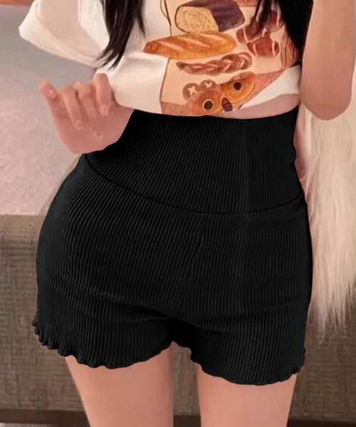 yuue' ( wear )(ユーイ)の「ハイウエストメロウリブニットパンツ(その他パンツ・レディース・グレー/ブラック・FREE)」の5枚目の写真