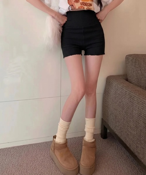 yuue' ( wear )(ユーイ)の「ハイウエストメロウリブニットパンツ(その他パンツ・レディース・グレー/ブラック・FREE)」の8枚目の写真