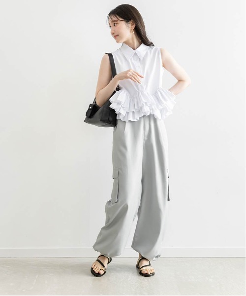RANDA(ランダ)の「ソフトツイルカーゴパンツ(カーゴパンツ・レディース・ブラウン/ホワイト/ブルー・0/1)」の9枚目の写真