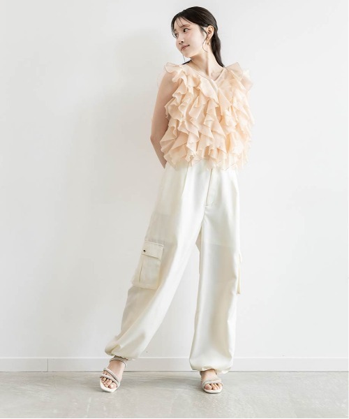 RANDA(ランダ)の「ソフトツイルカーゴパンツ(カーゴパンツ・レディース・ブラウン/ホワイト/ブルー・0/1)」の15枚目の写真