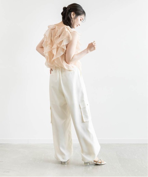 RANDA(ランダ)の「ソフトツイルカーゴパンツ(カーゴパンツ・レディース・ブラウン/ホワイト/ブルー・0/1)」の16枚目の写真