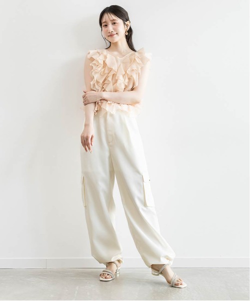 RANDA(ランダ)の「ソフトツイルカーゴパンツ(カーゴパンツ・レディース・ブラウン/ホワイト/ブルー・0/1)」の17枚目の写真