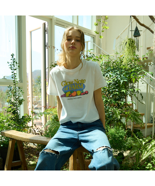 GLOWNOTE(グロウノート)の「GLOW FARMERS NOTE FRUIT SERIES T-SHIRTS (3COLOR)(Tシャツ/カットソー・レディース・ブラック/ホワイト/チャコール・FREE)」の2枚目の写真