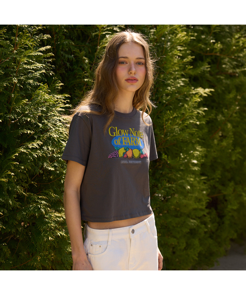 GLOWNOTE(グロウノート)の「GLOW FARMERS NOTE FRUIT SERIES T-SHIRTS (3COLOR)(Tシャツ/カットソー・レディース・ブラック/ホワイト/チャコール・FREE)」の3枚目の写真