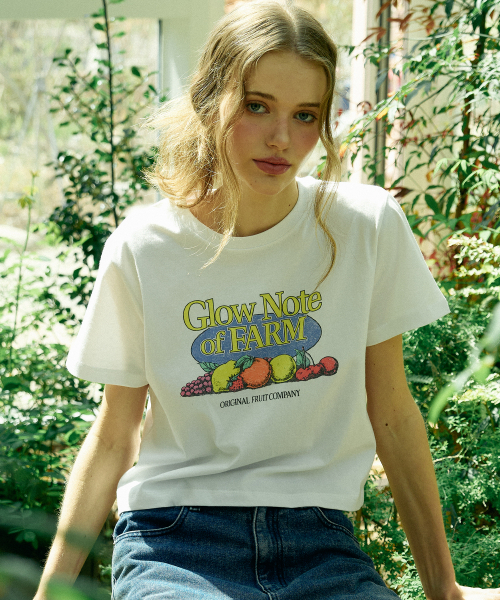 GLOWNOTE(グロウノート)の「GLOW FARMERS NOTE FRUIT SERIES T-SHIRTS (3COLOR)(Tシャツ/カットソー・レディース・ブラック/ホワイト/チャコール・FREE)」の4枚目の写真