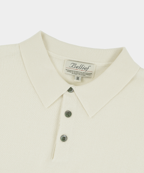 BELLIEF(ベリーフ)の「Essential Hard Twist Cotton Short Sleeve Polo Knit (Ivory)(ニット/セーター・メンズ・その他・LARGE/MEDIUM/X-LARGE)」の3枚目の写真