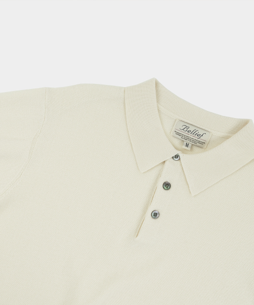 BELLIEF(ベリーフ)の「Essential Hard Twist Cotton Short Sleeve Polo Knit (Ivory)(ニット/セーター・メンズ・その他・LARGE/MEDIUM/X-LARGE)」の4枚目の写真