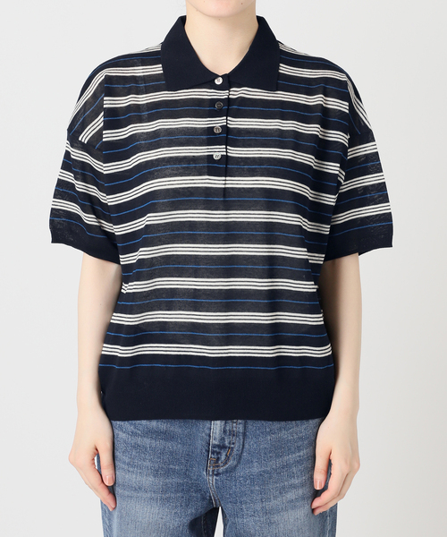 Spick & Span(スピックアンドスパン)の「シアーマルチボーダーポロシャツニット(ニット/セーター・レディース・アイボリー/ネイビー・FREE)」の18枚目の写真