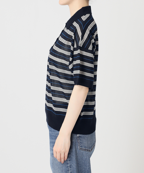 Spick & Span(スピックアンドスパン)の「シアーマルチボーダーポロシャツニット(ニット/セーター・レディース・アイボリー/ネイビー・FREE)」の19枚目の写真