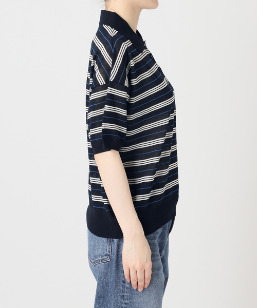 Spick & Span(スピックアンドスパン)の「シアーマルチボーダーポロシャツニット(ニット/セーター・レディース・アイボリー/ネイビー・FREE)」の21枚目の写真