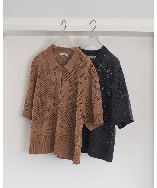 anuke（アンヌーク）の「anuke Mesh Pattern Knit（ニット/セーター・レディース・ブラウン/グレー・FREE）」の3枚目の写真