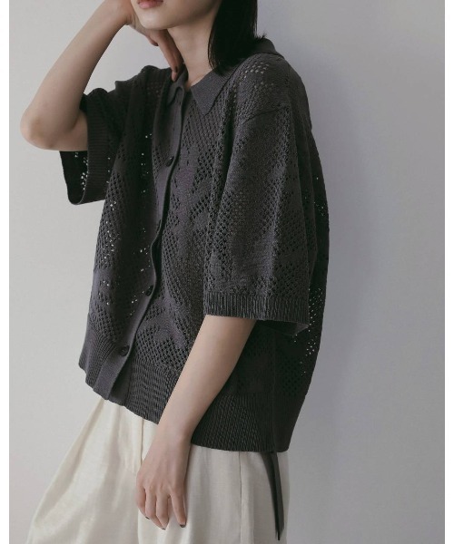 anuke（アンヌーク）の「anuke Mesh Pattern Knit（ニット/セーター・レディース・ブラウン/グレー・FREE）」の9枚目の写真